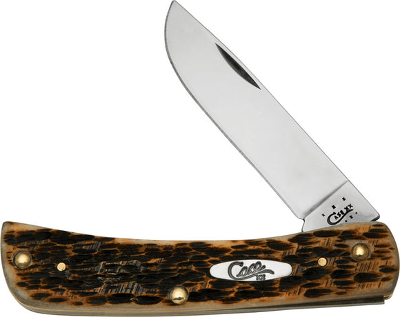 Case XX Special Features Sod Buster Jr Folding Pocket Knife Amber Bone - 00245