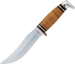 Case XX Hunting Knife 5" Swept Skinner Fixed Blade Leather Handle + Sheath - 00384