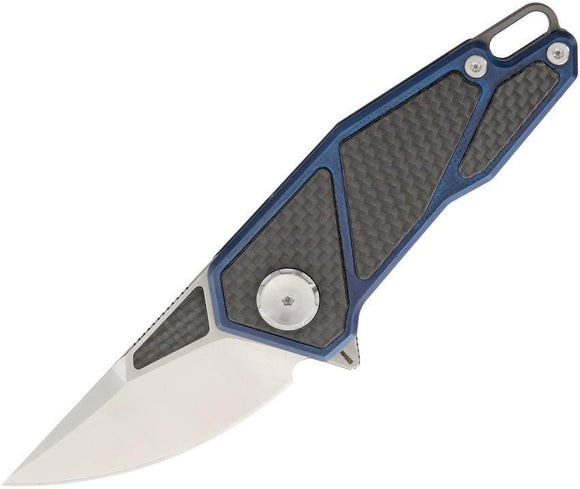 Stedemon Framelock Blue Folding Pocket Knife Titanium Handle S35Vn Blade
