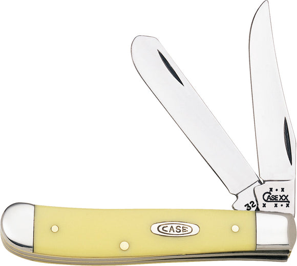 Case XX Mini Trapper Yellow smooth handle Folding Pocket Knife 3207 CV - 029