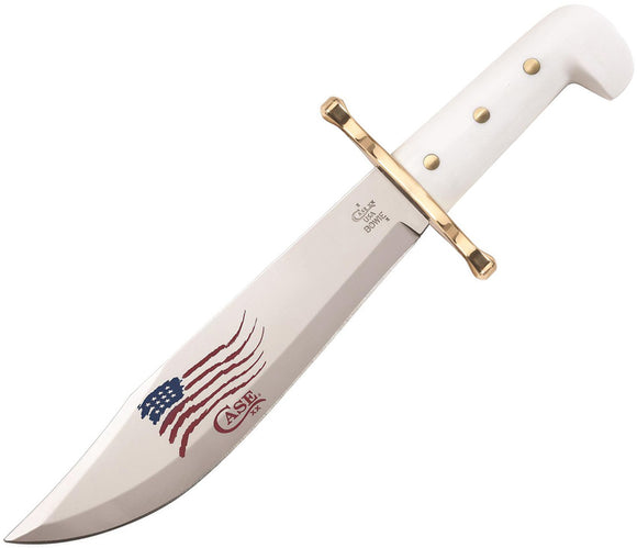 Case Cutlery XX Bowie SS White Synthetic Fixed American Flag Blade Knife 03055