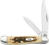 Case XX Peanut Amber Jigged Bone Folding Pocket Knife 6220 ss - 045