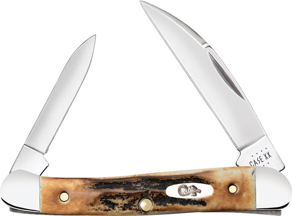 Case Cutlery Mini Copperhead Stag Handle Stainless 2 Blade Pocket Knife 05958