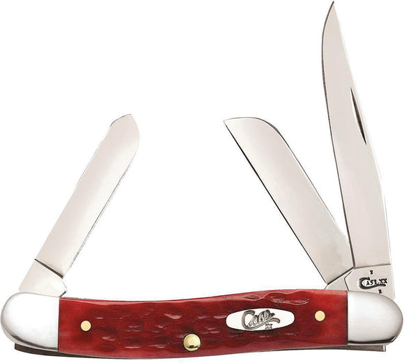 Case Cutlery XX Medium Stockman Dark Red Handle Stainless Folding Blades Knife 06999