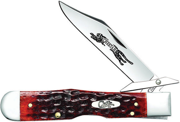 Case Cutlery Cheetah Dark Red Jigged Bone Folding Pocket Knife 07019