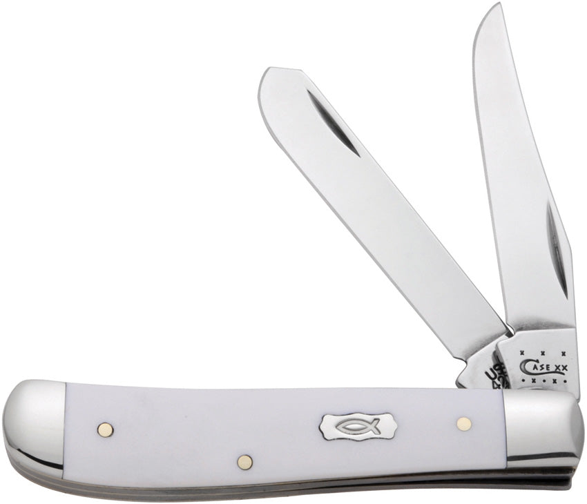 Case XX Cutlery Case White Synthetic Mini Trapper Knife Fish Symbol 07 – Atlantic Knife Company