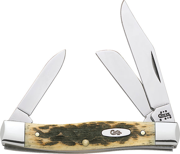Case XX Cutlery Stockman Amber Bone Folding Pocket Knife Sheepsfoot 3 Blade 079
