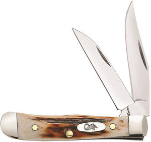 Case Cutlery XX Tiny Trapper Red Stag Bone Handle Folding Blades Knife 09580