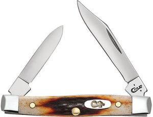 Case Cutlery XX Small Pen Red Stag Handle Stainless Folding Blades Knife 09581