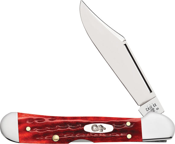 Case Cutlery Mini Copperlock Red Jigged Bone Folding Stainless Steel Pocket Knife 10307