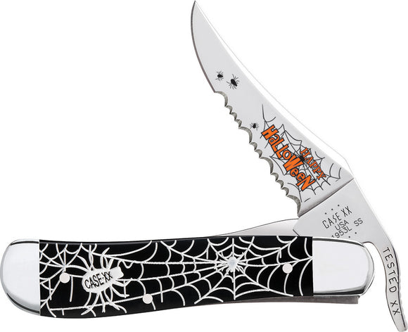 Case Cutlery Halloween Russlock Black & White Web Folding Stainless Knife 10623