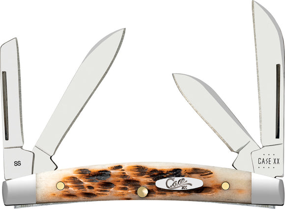 Case Cutlery Small Congress Amber Jigged Folding Stainless Pocket Knife 10723