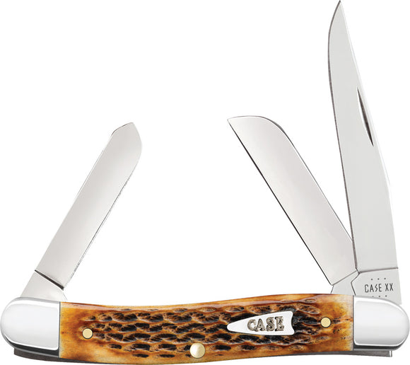 Case Cutlery Medium Stockman Burnt Amber Bone Folding Stainless Pocket Knife 10778