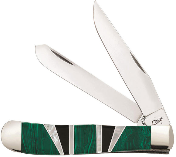 Case XX Trapper Green Malachite Mirror Finish Stainless Folding Knife 11150