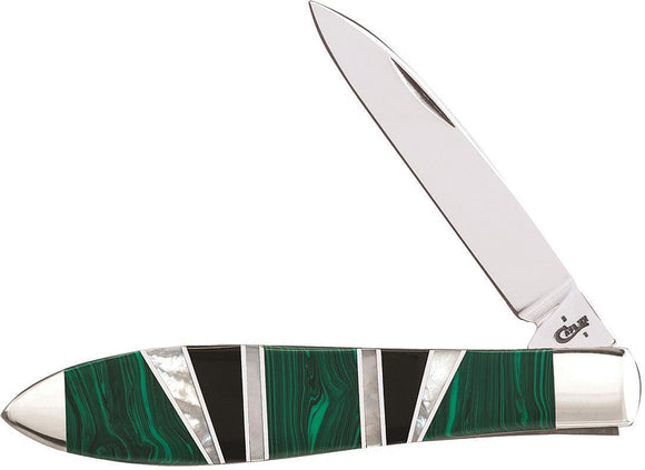 Case XX Teardrop Exotic Green Malachite Handle TBEX1028 SS Folding Knife 11151
