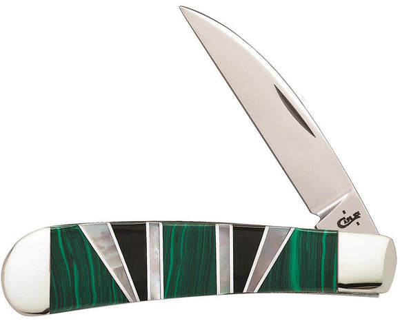 Case XX Sway Back Exotic Green Malachite Handle TBEX1117 SS Folding Knife 11154