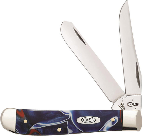 Case Cutlery Patriotic Blue White Red Kirinite Mini Folding Blades Knife 11209