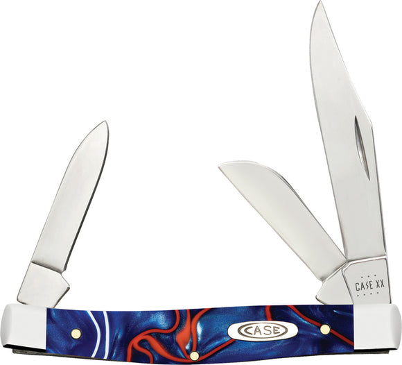 Case Cutlery Stockman Patriot Kirinite Blue/Red Kirinite Folding Stainless Pocket Knife 11223