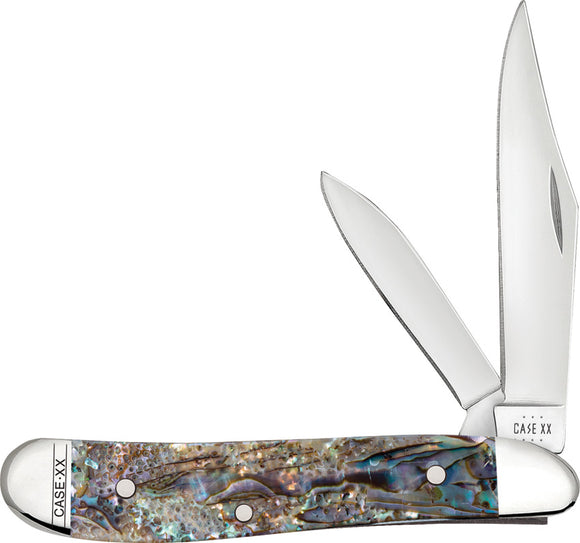Case Cutlery Peanut Tan Abalone & Bone Folding Stainless 2 Blade Pocket Knife 12025