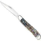Case Cutlery Peanut Tan Abalone & Bone Folding Stainless 2 Blade Pocket Knife 12025