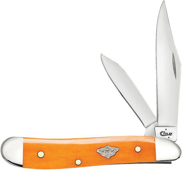 Case XX Peanut Persimmon Orange Smooth Bone Handle Stainless Folding Knife 12032