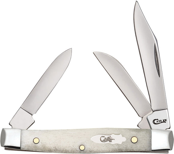 Case Cutlery Small Stockman Natural Bone Folding Three Blade Pocket Knife 13057