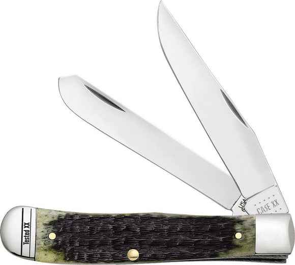 Case Cutlery Trapper Russell Jigged Bone Olive Green Folding Pocket Knife 13280