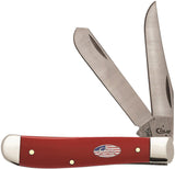 Case Cutlery American Workman Mini Trapper Red Handle Folding Blades Knife 13453