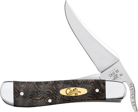 Case Cutlery Russlock Black Curly Oak Wood Folding Stainless Pocket Knife 14002