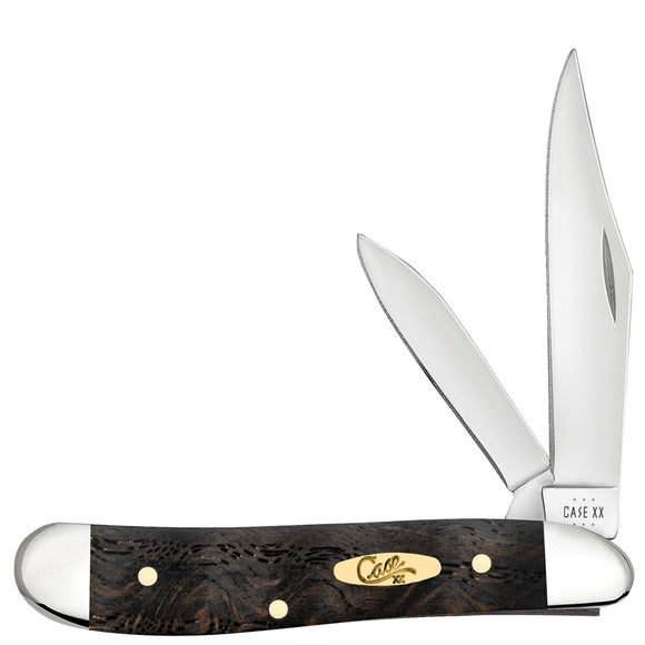 Case Cutlery Peanut Black Curly Oak Wood Folding Stainless Pocket Knife 14005
