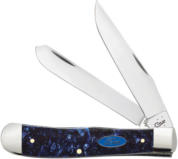 Case Cutlery Ford Logo Polar Arctic Blue Trapper Folding Pocket Knife EDC 14315