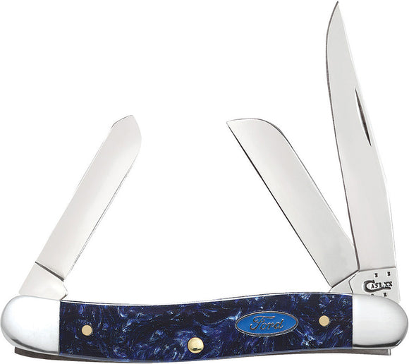 Case Cutlery Ford Logo Polar Arctic Blue Stockman Folding Pocket Knife EDC 14316