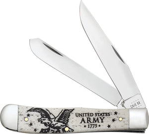 Case Cutlery US Army Trapper Natural Bone Folding Stainless Pocket Knife 15034