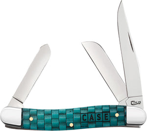 Case Cutlery Stockman Turquoise Basket Weave Bone Folding Pocket Knife 15503