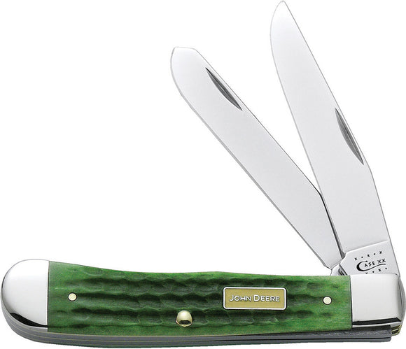 Case XX John Deere Trapper Green Jig Bone Handle Stainless Folding Knife 15707