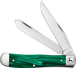 Case Cutlery John Deere Trapper Green Smooth Folding Stainless Knife 15772