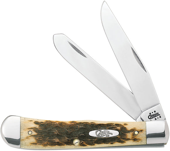 Case Cutlery XX Inlay Amber Jigged Bone Handle Trapper Folding Pocket Knife 164
