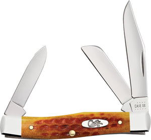 Case Cutlery Stockman Harvest Orange Bone Folding Stainless Pocket Knife 17003