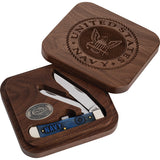 Case Cutlery U.S. Navy Trapper Pocket Knife Blue Bone Folding Gift Set 17726