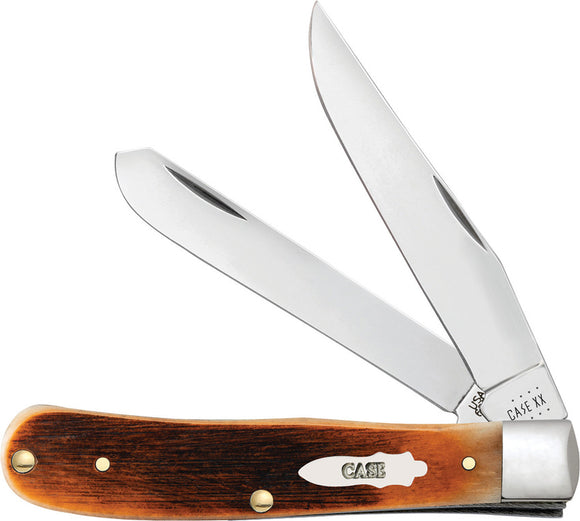 Case Cutlery Sawcut Jig Amber Bone Trapper Folding Pocket Knife 17890