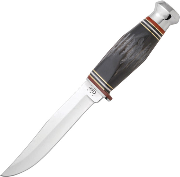 Case Cutlery Buffalo Horn Hunter Black Jigged Fixed Blade Knife 17912