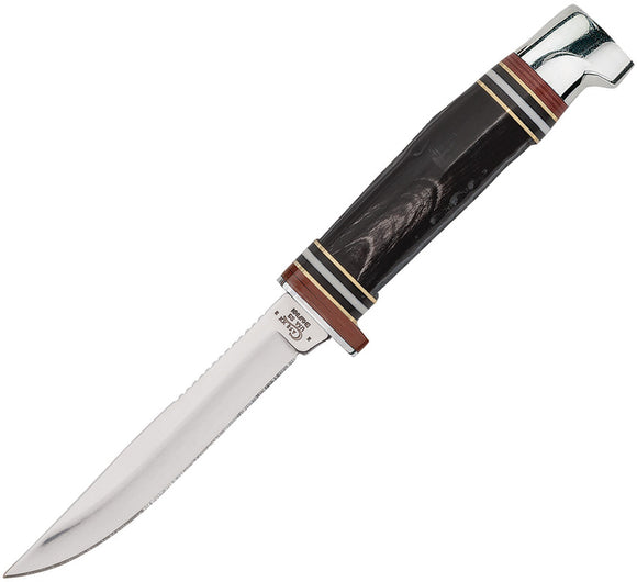 Case Cutlery XX Hunter Black Buffalo Horn Handle Long Fixed Blade Knife 17916