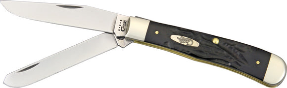 Case Cutlery Rough Black Jigged Handle Series Trapper Folding Pocket Knife 18221