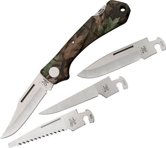 Case Cutlery XX Interchangeable Blades Camo Folding Pocket Knife + Pouch 18335