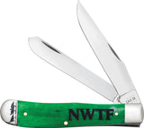 Case Cutlery NWTF Trapper Pocket Knife Green Bone Folding Stainless Blades 18773