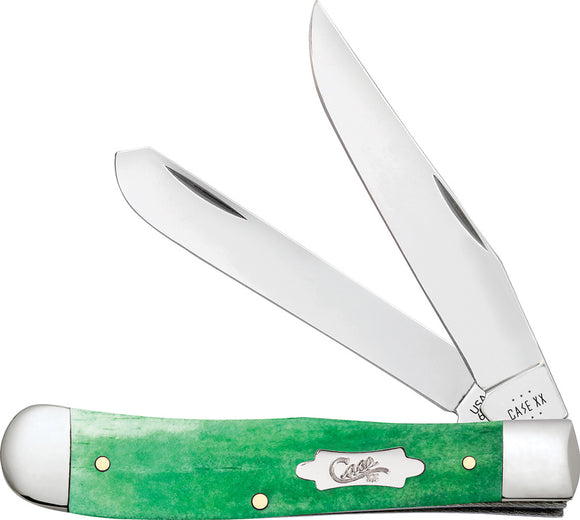 Case Cutlery Trapper Emerald Green Bone Folding Stainless Pocket Knife 19940