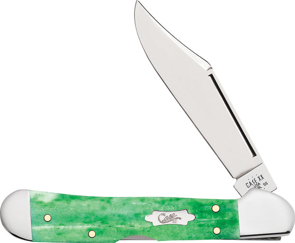 Case Cutlery Mini Copperlock Emerald Green Bone Folding Stainless Knife 19943