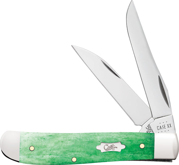 Case Cutlery Mini Trapper Emerald Green Bone Folding Stainless Knife 19944