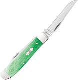 Case Cutlery Mini Trapper Emerald Green Bone Folding Stainless Knife 19944