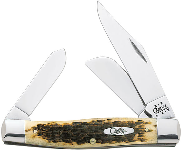 Case Cutlery Jumbo Stockman Amber Jigged Bone Handle Folding Pocket Knife 204